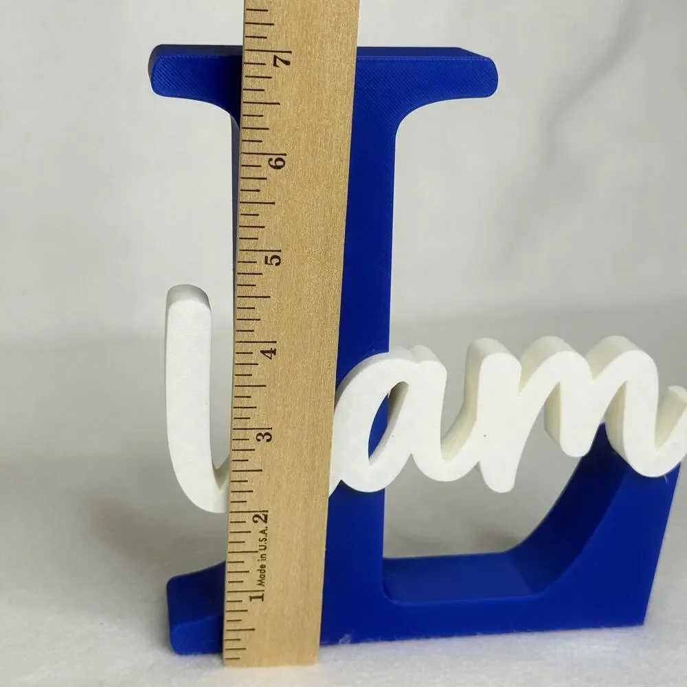 Liam Letter L Blue Tabletop Sign Small Plastic Kids Nursery Name Decor Accent